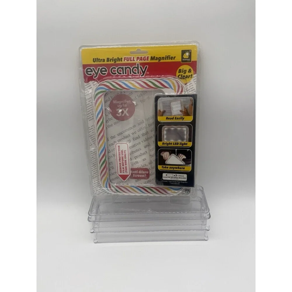 Eye Candy Ultra-Bright Full-Page Magnifier, As Seen On TV Magnifies 3X  Open box